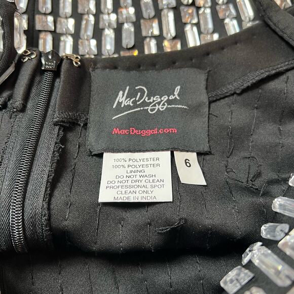 MAC DUGGAL 10782 Beaded Rhinestone Tank Mini Dress Black Spaghetti Straps 6 NEW - Picture 7 of 8